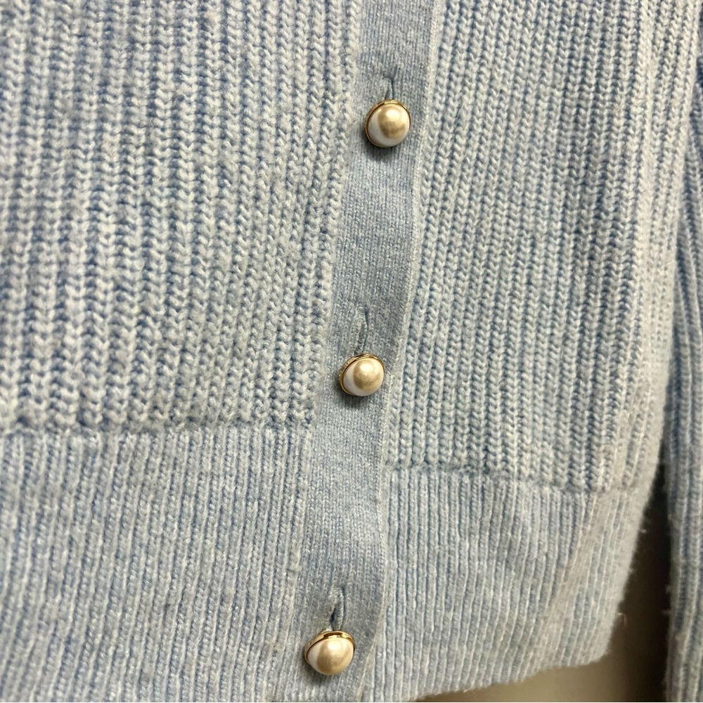 Abercrombie‎ & Fitch Pale Blue Pearl Button Knit Cardigan Classy Large - Picture 4 of 6